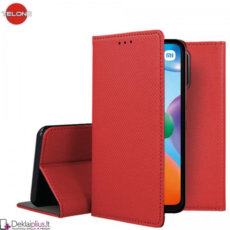 Telone atverčiamas dėklas - raudonas Xiaomi Redmi 12C/11A/Poco C55 Telone atverčiamas dėklas - raudonas Xiaomi Redmi 12C/11A/Poco C55